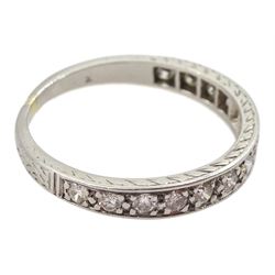 Platinum channel set round brilliant cut diamond half eternity ring, total diamond weight approx 0.40 carat