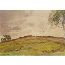 Fred Lawson (British 1888-1968): Gate on the Moors, watercolour signed 25cm x 36cm
