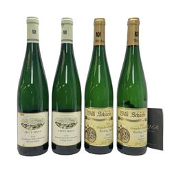 Willi Schaefer, 2016, Graacher Domprobst Riesling Auslese, 750ml, 7.5% vol, two bottles, and Fritz Haag, 2014, Brauneberger Juffer Sonnenuhr, 750ml, 7.5% vol, two bottles 