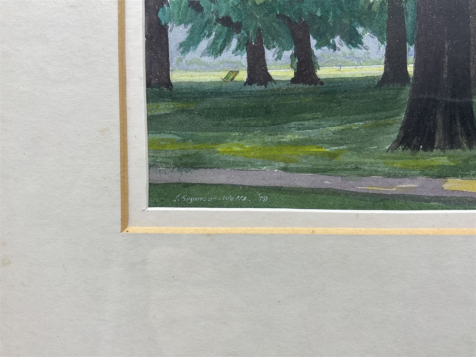 Ian Seymour Wells (British 1937-): 'Kensington Gardens', watercolour signed and dated '79, titled verso 16cm x 24cm