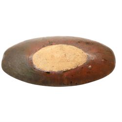 Large Crowan Pottery bread crock, H30cm; together with a studio pottery oval shallow dish, D52cm, and an Alan Caiger-Smith bowl, D42cm, variously marked and inscribed (3)
