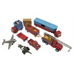Corgi 'Chipperfields' - Gift Set 19 Land Rover with elephant cage on trailer containing elephant; No.1123 Circus Animal Cage with two Polar Bears; No.1130 Horse Transporter with five horses; No.503 Circus Giraffe Transporter with three giraffes; and No.1121 Crane Truck; all unboxed; together with two other models