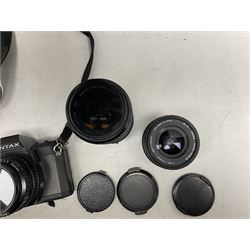 Pentax P30 SLR camera with SMC Pentax-A 1:1.7 50mm lens, Sigma Super-Wide II 1:2,8 lens and Vivitar 70-210mm lens