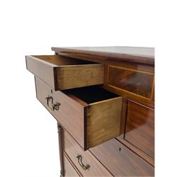 Georgian mahogany chest, fitted with two secret frieze drawers, above two short and three long drawers