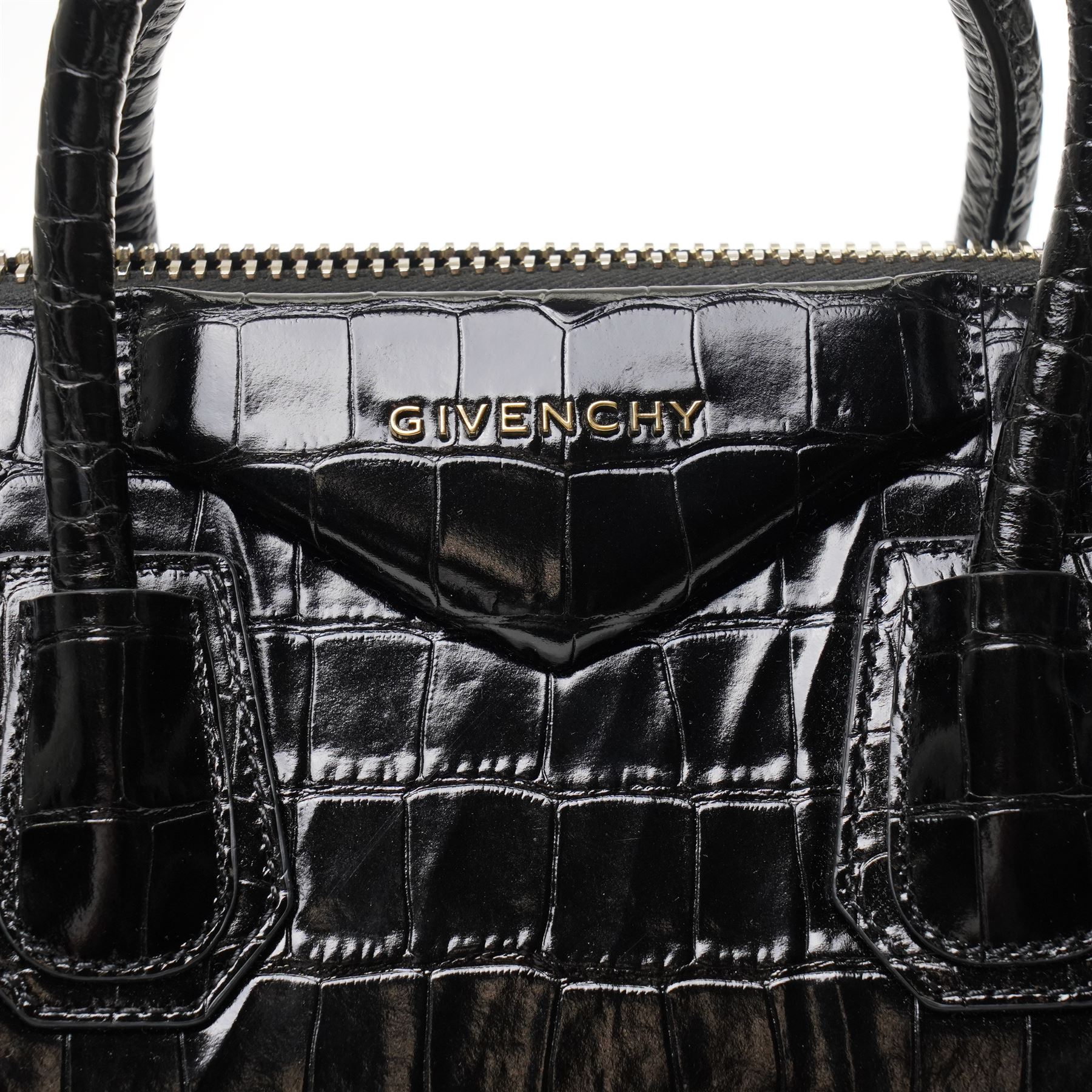 Givenchy - ‘Antigona’ Small Bag, introduced circa 2011 under Riccardo Tisci, in black crocodile-embossed calf leather, with twin top handles and detachable wide shoulder or crossbody strap, with gold tone hardware, unused with original dust bag