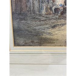 Paul Marny (French/British 1829-1914): Steps in a French Town Square, watercolour signed 48cm x 22cm 
Provenance: in the same family ownership for three generations