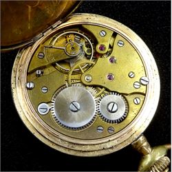 Early 20th century silver tapering Albert chain with fob and brass seal fob and a gold-plated full hunter lever pocket watch by Drusus