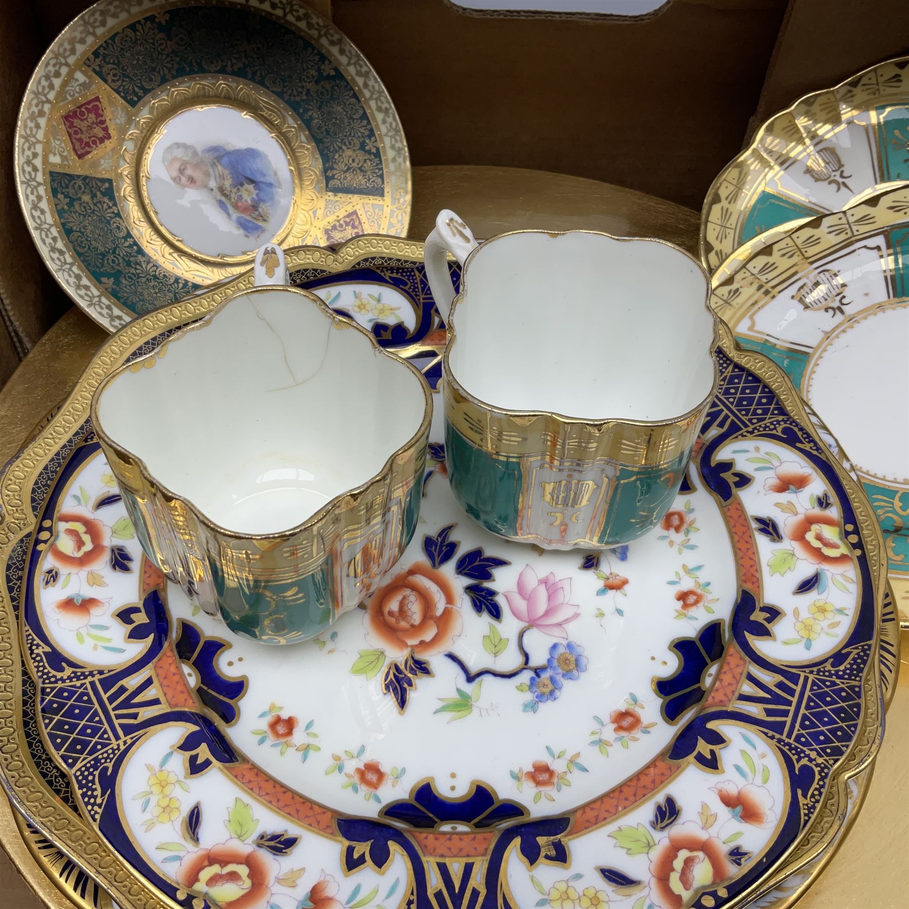 Quantity of Victorian and later ceramics to include Royal Kent 'Golden Glory' pattern tea service, imari pattern bowls, vases, plates etc in two boxes