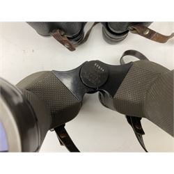 Eleven pairs of binoculars to include Lieberman & Gortz 20x65, Stem (USSR) 7x50, Helios 10x50 Field, Prinz 12x50, Tasco 8x40, Tasco 10x50, etc