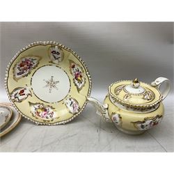 Early 19th century New Hall teacup, saucer and plate painted with shell pattern no. 1045, c1813-17, together with 19th century tea wares, and tea cup and saucer