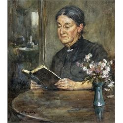 Albert George Stevens (Staithes Group 1863-1925): Lady Reading a Book, watercolour signed 23cm x 20cm