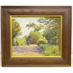 JS (English early 20th century): Figure on a Rural Lane, watercolour signed with monogram 23cm x 27cm
