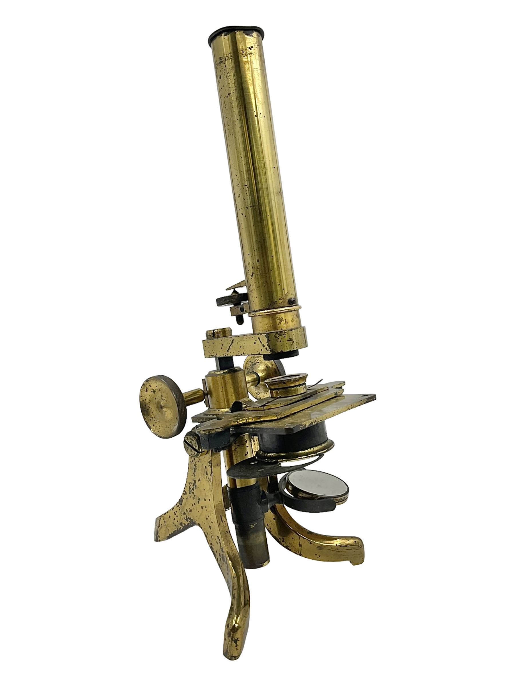 Brass monocular microscope, unbranded, H32cm