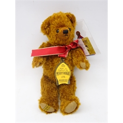  Merrythought 'Basil' limited edition brown mohair teddy bear, as new with tags, L33cm   