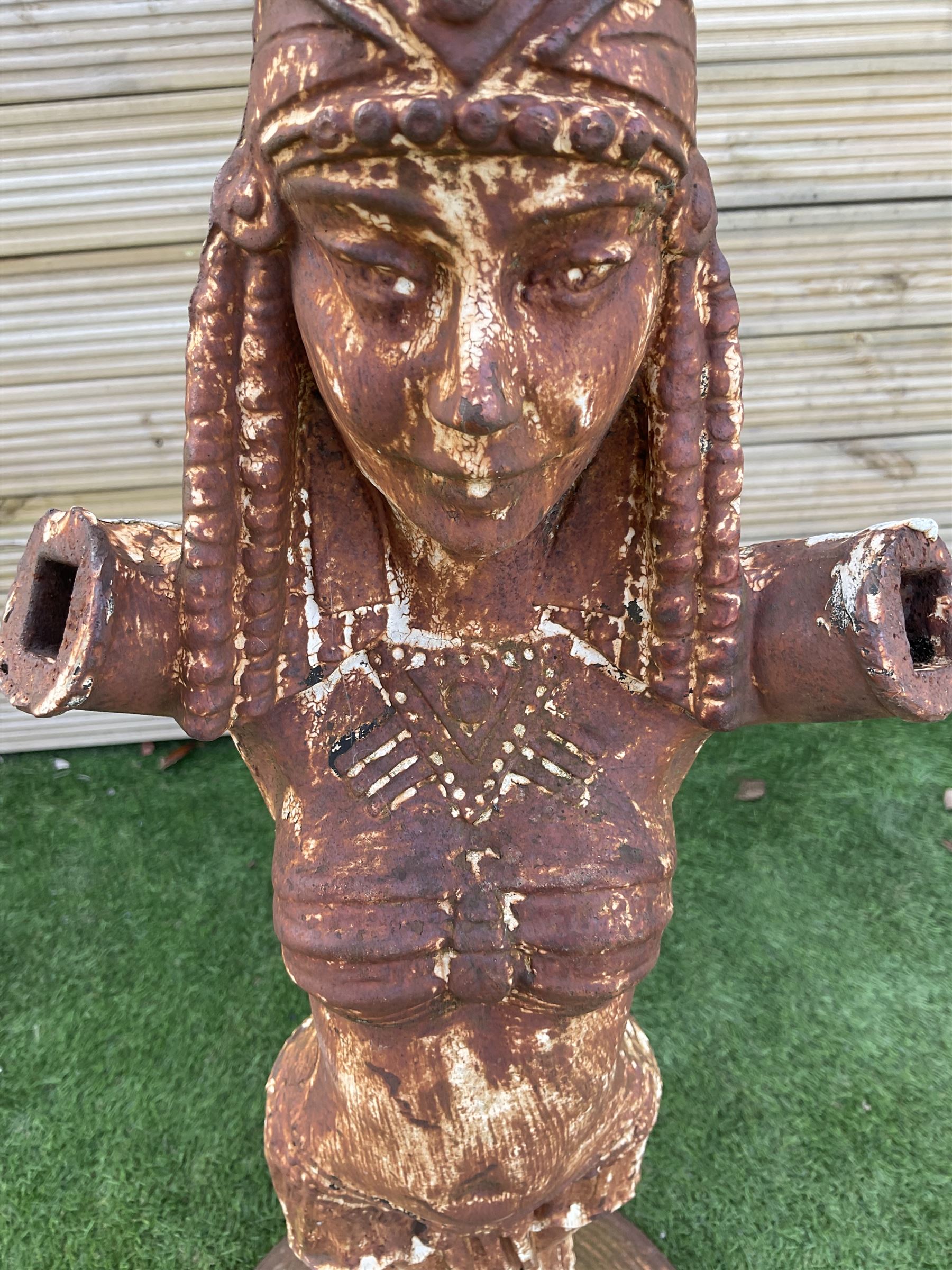 Early 20th century cast iron figure of a lady, on stepped circular base - THIS LOT IS TO BE COLLECTED BY APPOINTMENT FROM DUGGLEBY STORAGE, GREAT HILL, EASTFIELD, SCARBOROUGH, YO11 3TX