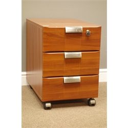  Cherry wood three drawer office pedestal chest, W42cm, H58cm, D62cm  