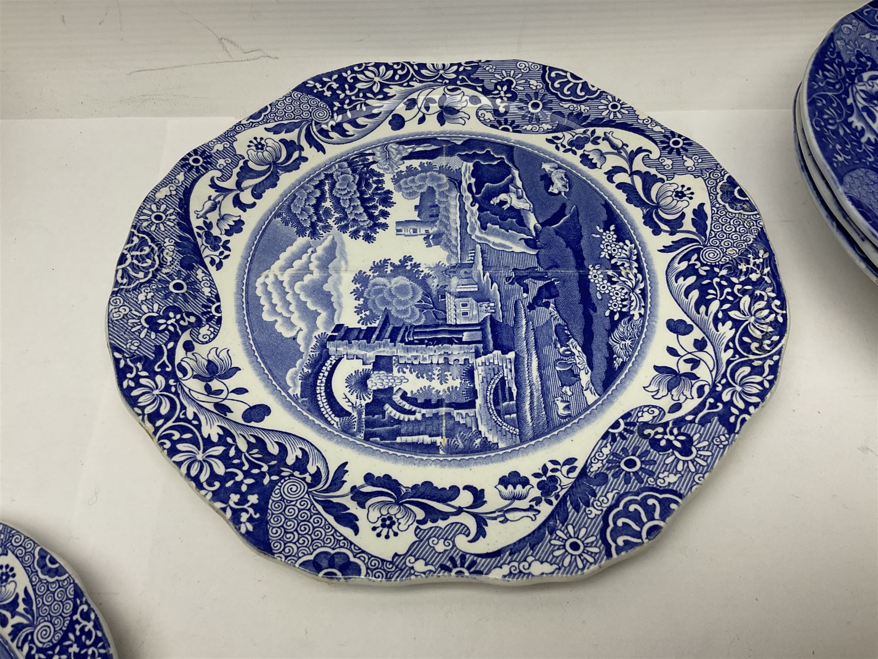 Copeland Spode Italian pattern dinner wares, including two tureens and covers, four serving dishes, six dinner plates, four side plates etc, all with blue printed marks beneath