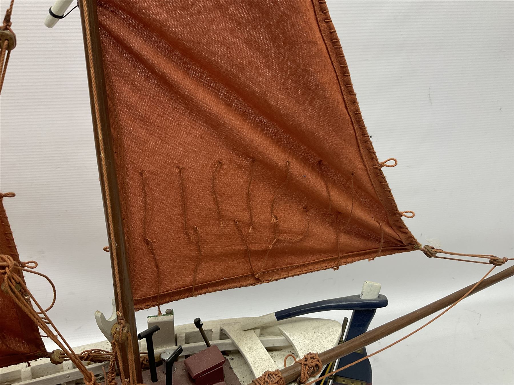 Wooden model of the Peterhead Herring Fishing Boat, Love Divine, PD404. on stand together with Wick Herring Fishing Boat, Galilee WK.1. on stand, L105cm, H64cm