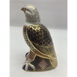 Royal Crown Derby paperweight, Bald Eagle, with a silver stopper, printed mark beneath, H18cm 