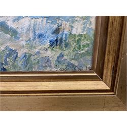 Edgar Wood (British 1860-1935): Blossom Trees, oil on unstretched canvas signed and dated '19, 33cm x 32cm