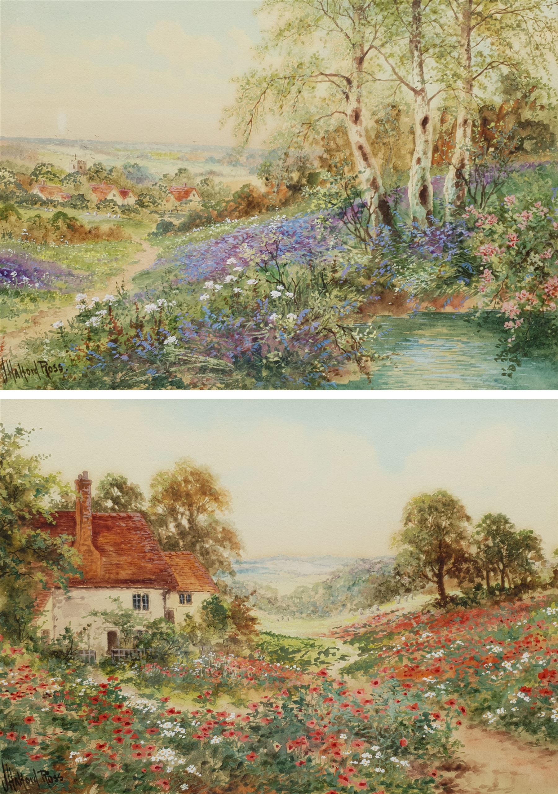 Joseph Halford Ross (British 1866-1941): Springtime Landscapes, pair watercolour and gouaches signed 27cm x 38cm (2)