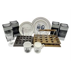 Collectables relating to the Methodist Church, including plates, goblet and mugs commemorating the 250th anniversary of the church, together with two wooden communion cup holders, etc