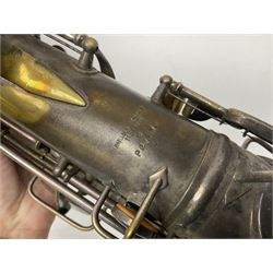 Early 20th century Elkhart Pan American C-Melody saxophone, Patd. Sept.14 1915, no.1153489, serial no.P27678; in fitted hard carrying case with crook