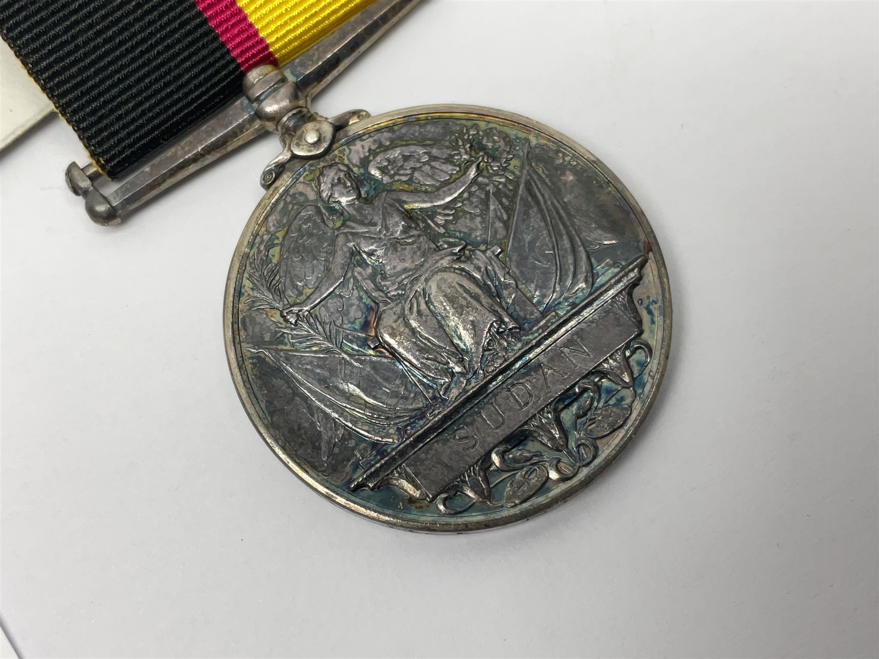 Victoria Queens Sudan Medal 1896-97 awarded to 4616 Pte. C. Griffin 1/R Warwickshire Regiment; with replacement ribbon but original present.