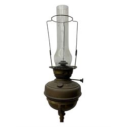19th century brass floor standing oil lamp 