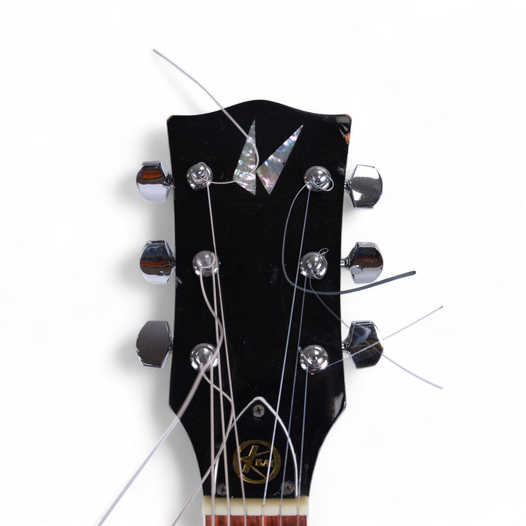 Kay K30 Les Paul style electric guitar, black body and scratch plate, serial no. 70831135, in black hardcase, guitar L100cm