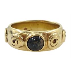 9ct gold bezel set moss agate ring by Jacqueline Warrington, hallmarked