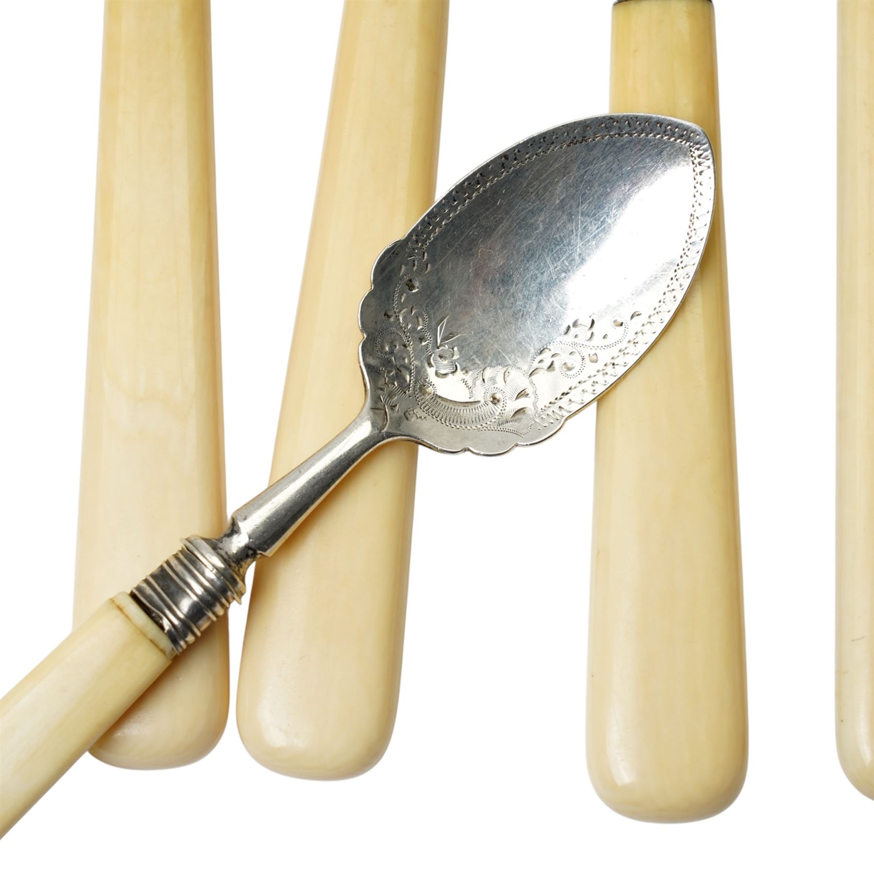 Collection of silver fish knives and forks