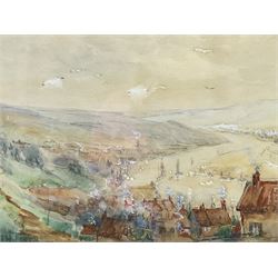 Edith Firth (British early 20th century): 'Whitby Looking up the Esk' and a companion view,  pair watercolours signed, one titled with artist's Ripon address verso 25cm x 35cm (2)