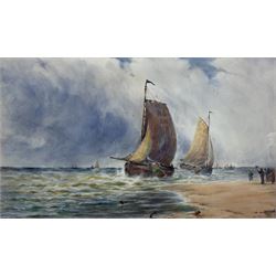 J Lockhart Barker (British 19th exh.1898-1930): Rothesay Fishing Boats off the Scottish Coast, watercolour signed 35cm x 59cm