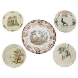Minton charger transfer printed decoration of children in a floral boarder, together with ...