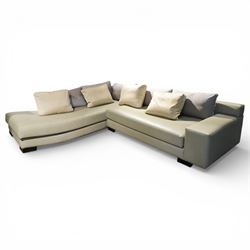 Christian Liaigre (1943-2020) - 'Arpege' handmade L-shaped sectional sofa, upholstered in ...