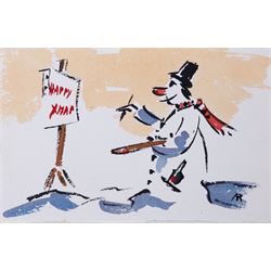 Angus Bernard Rands (British 1922-1985): Winter Scenes, set of four watercolours signed with initials, one dated 1972, max 15cm x 21cm; together with a collection of memorabilia, including a letter and various Christmas cards (unframed)