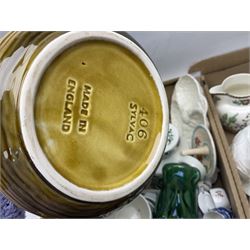 Wedgwood and Coalport 'Countryware' pattern ceramics, to include teapot, toast rack, napkin rings, jug, oval dish, sauce boat and saucer, etc, together with other ceramics to include Hornsea Fauna vase, Sylvac Apple Blossom pattern bowl, Sylvac jug in the form of a sack, no. 406, two Nao figures, tea wares, silver plated cutlery etc