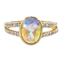 9ct gold single stone moonlight topaz ri