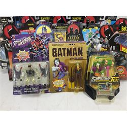 Twenty-four carded action figures of Batman (11) and other Super Heroes including Spiderman, DC Universe, Xyber 9 etc; all in unopened blister packs (24)