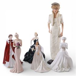 Royal Doulton A Winter's Morn, HN4622 together Royal Worcester Queen's 80th Birthday figure, Royal Staffordshire Joie De Viure, Princess  Diana doll, etc