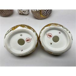 Seven Royal Crown Derby Paperweights, to include Field mouse with silver stopper, Dormouse, Chicken etc,  six without stoppers   