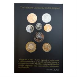 Six The Royal Mint United Kingdom uncirculated coins or sets, comprising  2008 'Queen Elizabeth I' five pounds, 2010 twelve coins, 2012 'Definitive' eight coins, 2013 'Definitive' eight coins, 2014 'Definitive' eight coins and 2015 'The Fourth Circulating Coinage Portrait Final Edition' eight coins, all in card folders