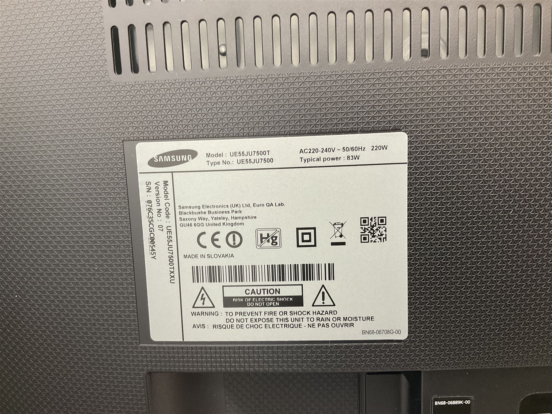 SAMSUNG UE55JU7500T 55’ curved television