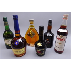  Mixed Alcohol - Courvoisier VS Cognac 1ltr 40%vol, M&S XO Brandy, 70cl 40%vol, De Kuyper Cherry Brandy, 50cl 24%vol, Pimms, 70cl 24%vol, Croft Original Pale Cream Sherry, 75cl, 17.5%vol, Van Der Hum Original Liqueur 750mm, 6btls  