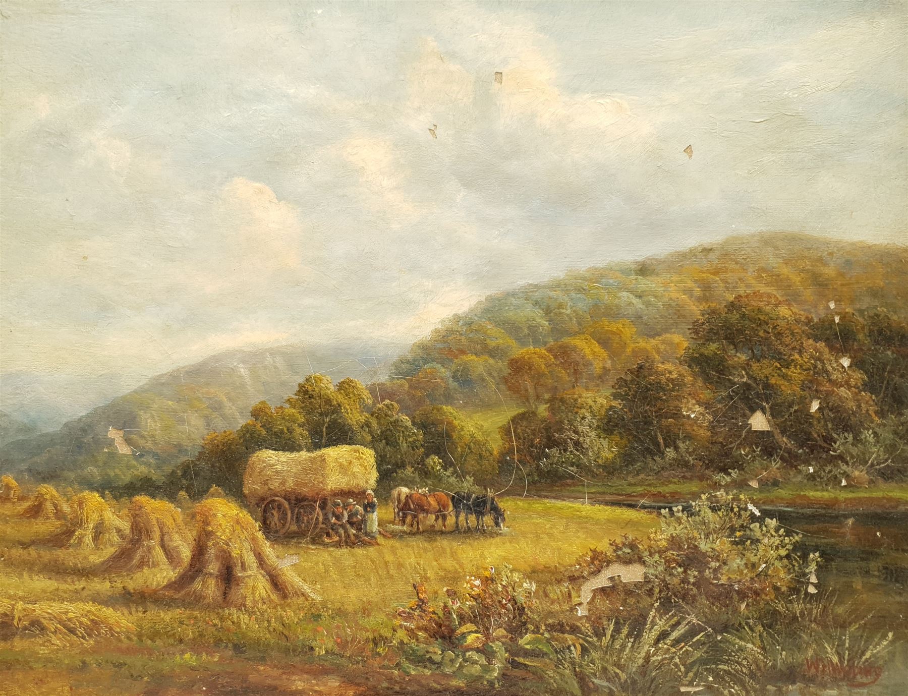 William Henry Waring (British 1886-1928): Harvesting, oil on canvas signed 35cm x 45cm