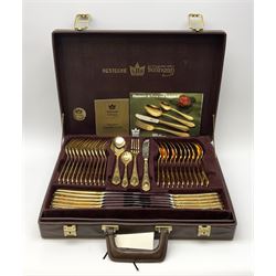 Bestecke SBS Solingen gold plated canteen of cutlery for twelve place settings 