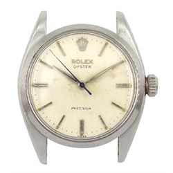 Rolex Oyster Precision gentleman's stainless steel manual wind wristwatch circa 1956, Ref. 6422, serial No. 201093, 17 jewel movement, white dial with silvered baton hour markers