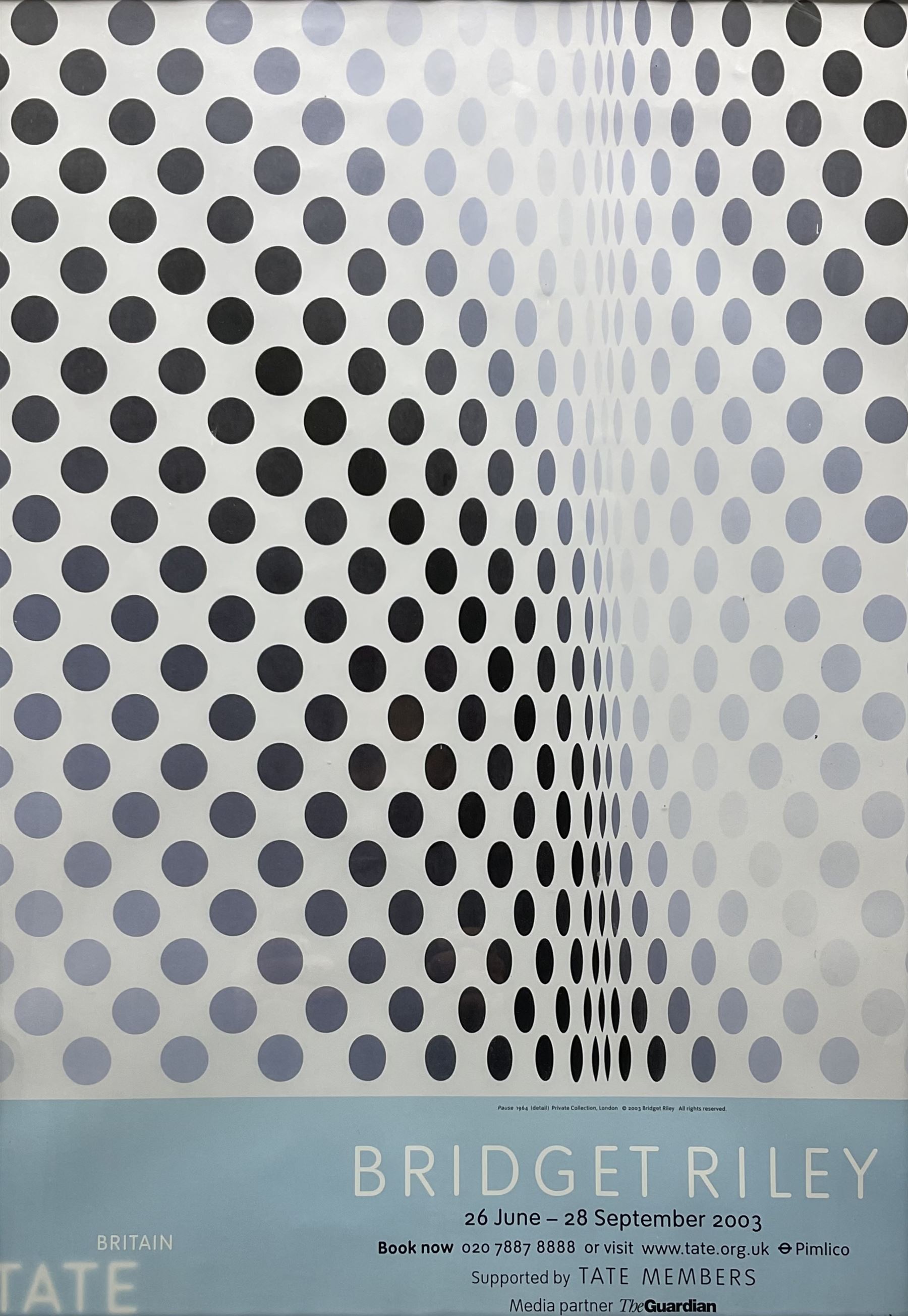 After Bridget Riley (British 1931-): 'Pause 1964' Tate Britain, colour lithograph exhibition poster pub. 2003, 66cm x 46cm