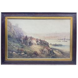 Frederick William Booty (British 1840-1924): Extensive view of Henrietta Street and Whitby Harbour, watercolour signed 60cm x 94cm